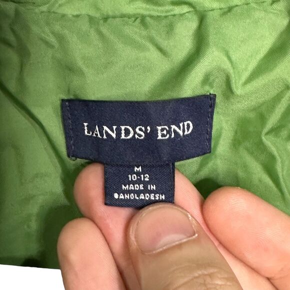 Lands End M Green Quilted Mockneck Jacket Lightweight Fall Thermolite Barn Chore - Picture 3 of 10